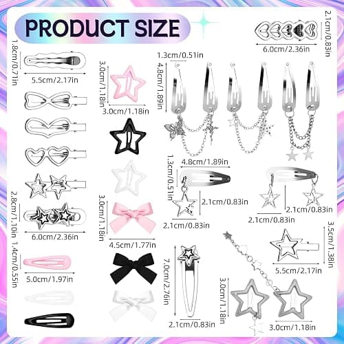 Fingertip WD 42Pcs Y2k Pink Hair Clips Set Kawaii Hair Love Star Cross Hair Clip 2000s Non Slip Accessories Styling Tools Cool Hair Barrettes for Girls Hairstyle thumbnail 2
