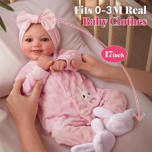 BABESIDE Reborn Baby Dolls Sunny - 17Inch Cute Soft Vinyl Realistic Baby Doll Poseable Smiling Real Life Baby Dolls with Complete Accessories for 3+ Years Old Gifts thumbnail 6