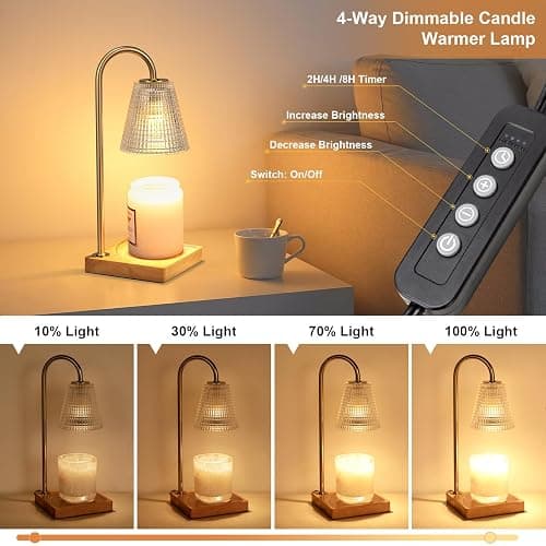 Fenmzee Candle Warmer Lamp with Timer - Inline Control, 4 Way Dimmer, Wax melt Warmer with 2 Blubs thumbnail 3