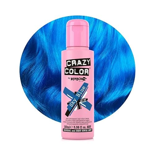 Crazy Color Vibrant Sky Blue Semi-Permanent Hair Dye. Highly Pigmented Cobalt Blue Conditioning & Oil Nourishing Vegan Formula | No Bleach or Ammonia | 100ml - Image 1