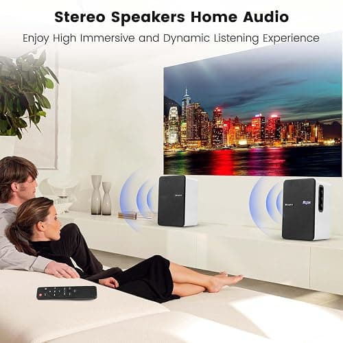 Orroplus White Bookshelf Speakers Pair, 70W Powered Record Player Turntable Speakers Wired Optical/ARC/RCA/AUX/BT Input HiFi Stereo Speakers with 4" Woofer for Home TV Desktop PC Studio Monitor - White thumbnail 3