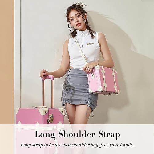 Unitravel 12inch Women Cute Suitcase Small Train Case with Straps thumbnail 4