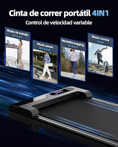 Zeporix Cinta de Correr Eléctrica - Andar Walking Pad Treadmill for Home Caminadora Mini Portátil Estera Electrica Motor Slim Caminar Caminhada Maquina Aparatos Escritorio Pequeña Casa Remote Control thumbnail 7
