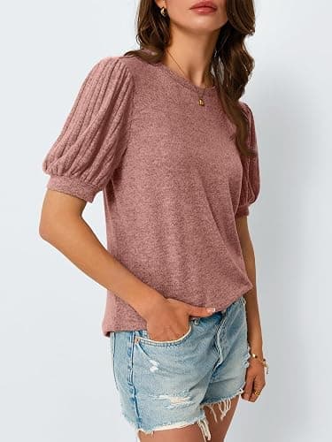 AUTOMET Womens Summer Short Sleeve Sweater Dressy Business Casual Blouses 2026 thumbnail 3