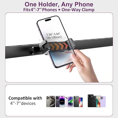 Magnetic Phone Holder for Gym, Magnet Gym Phone Mount w/ 6 x N52 Magnets, Home Workout Gym Accessories for Men Women, Quick Release Clamp, Thick-Case Friendly, Fits 4.7–7" iPhone 17/16/15/14 & Galaxy thumbnail 7