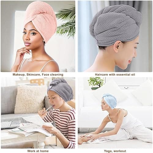 Kldnkig Microfiber Hair Towel for Women: Ideal Christmas Stocking Stuffer for Women, Teen Girls, and Children 3 Pack Drying Wrap Towels Designed for Curly Hair, Anti-Frizz Hair Care Accessory thumbnail 3