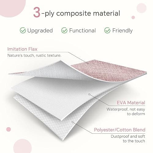 FinishingBo Cube Storage Bins, 6 Pack 11x11 inch with Cotton Handles for Closet, Shelves, Clothes, Towel (White/Pink) thumbnail 4