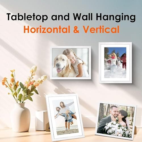 FIXSMITH 8x10 Picture Frame Bulk-6 Pack, Photo Frame with HD Plexiglass, Display Pictures 5x7 with Mat or 8x10 Without Mat, White Picture Frames Collage Wall Decor, Wall & Tabletop Picture Frames thumbnail 7