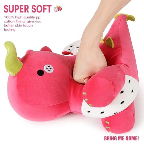Ditucu Cute Dragon Fruit Dinosaur Plush Dino Stuffed Animal Plushies Toys Soft Dolls Birthday Gifts for Kids Girls Boys Red 10 inch thumbnail 7