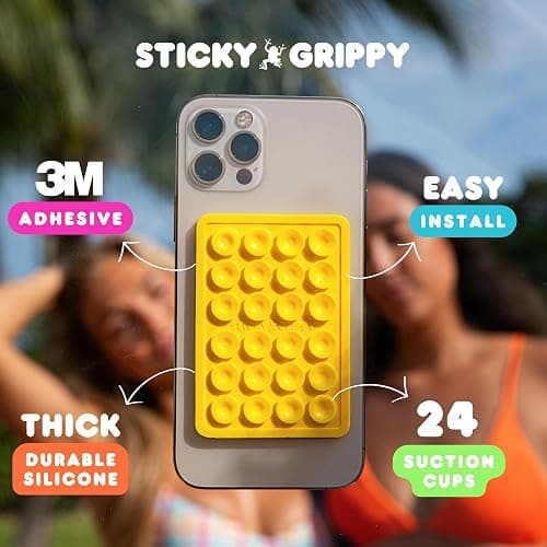 StickyGrippy Suction Phone Case Mount, Sillicon Adhesive Phone Accessory for iPhone and Android, Hands-Free Fidget Toy Mirror Shower Phone Holder, Tiktok Videos and Selfies (Pink) thumbnail 4