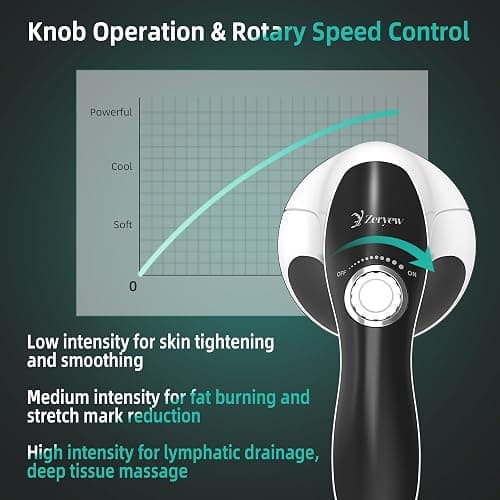 ZY ZERYEW Handheld Cellulite Massager, Body Sculpting Machine, Cellulite Massager Electric Tool, Lymphatic Massage Roller with 8 Rotating Heads & 2 Mesh Caps for Body Shaping & Lymphatic Drainage thumbnail 6