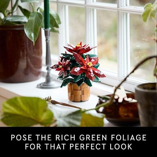 LEGO Icons Poinsettia Building Sets for Adults - Artificial Flowers for Decoration - Christmas Flowers for Table Centerpiece - 10370 thumbnail 5