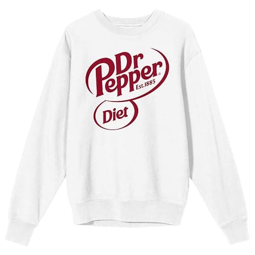 Bioworld Dr Pepper Diet Dr Pepper Logo Adult White Crew Neck Long Sleeve Sweatshirt - Image 1
