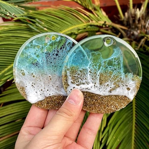 RESINWORLD 25-Cavity Set of Large + Medium + Small Shiny Flat Circle Silicone Mold, Drilled Round Earrings Pendant Mold, Keychain, Pet Tag Resin Mold thumbnail 6