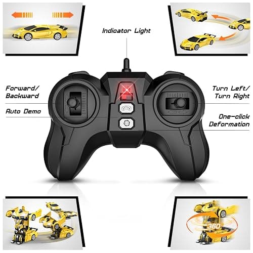 Qumcou Transform Remote Control Car, RC Cars for Boys Age 3-5 6-8, One-Button Transform Toy Cars, 2.4GHz, 360° Spin, 1:16 Scale, Flashing Headlight,3-8 Year Old Grandkids Christmas Birthday Gifts thumbnail 8