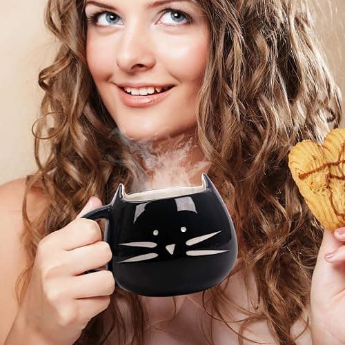 BUYNEED Funny Cute Ceramic Animal Cat Coffee Mug 12 oz Cat Lovers Kitty Tea Mugs Gifts for Women Girls Kids thumbnail 2