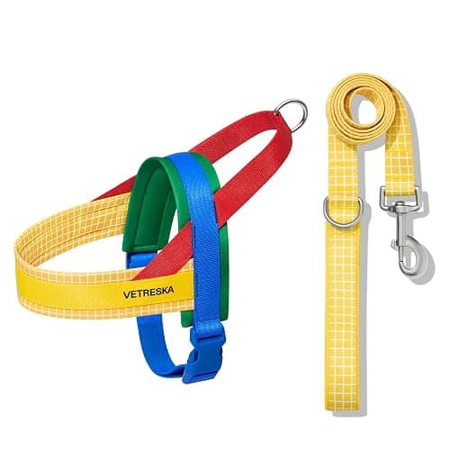 VETRESKA MoMA Dog Harness for Medium Large Dogs, Easy Walk Dog Harness and Leash Set, No Pull Dog Vest Harness for Walking and Training, Adjustable, Take Control & Anti-Twist Pet Lead Combo(Yellow, M) - Image 1
