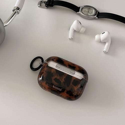 Reownest Case for AirPods Pro/Pro 2 with Cleaner Kit, Cute Amber Pattern Aesthetic Design Shockproof Keychain Cover Soft Cover -Brown thumbnail 6