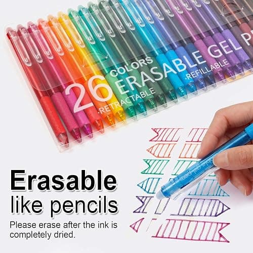 Vanstek 26 Colors Erasable Gel Pens, Retractable Erasable Pens Clicker, Fine Point(0.7), Make Mistakes Disappear, Premium Comfort Grip for Drawing Writing Planner and School Supplies thumbnail 3