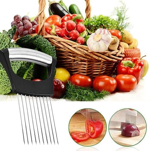 Stainless Steel Onion Holder for Slicing,Onion Slicer Holder,Onion Cutter for Slicing of Onions,Tomatoes,Avocados,Eggs and Other Vegetables,KItchen Utensils thumbnail 5