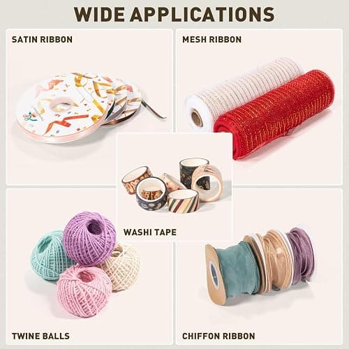 PUNLUXU Ribbon Storage Rack Spool Holder Organizer Sewing Craft Wreath Mesh Crochet Thread Tulle Roll Washi Tape Craft Florist Wrapping，15.7 in thumbnail 7