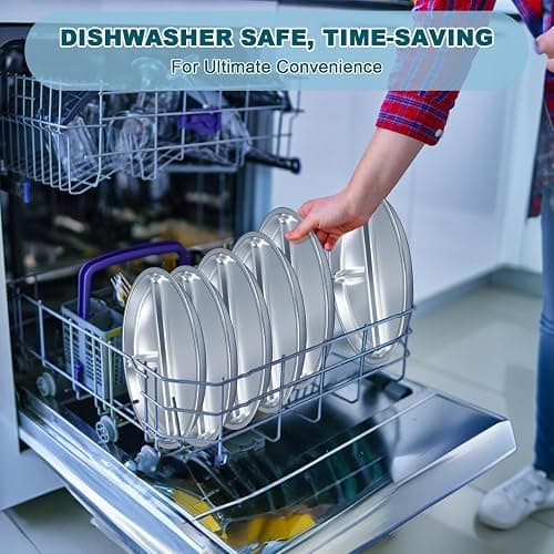 EWFEN Stainless Steel Toddler Plate Set of 6, 9" Portion Control Plates Divided Plate for Adults Kids Balance Lunch, Non Slip | Unbreakable Toddler Baby Feeding Set Dishwasher Safe thumbnail 9