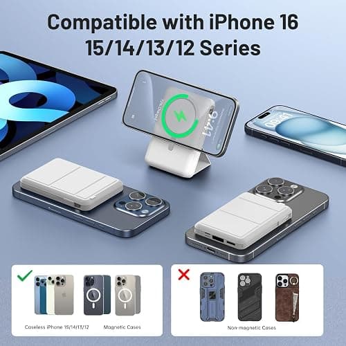 Azmuth Power Bank, für Magsafe Powerbank iPhone 10000mAh, Magnetische Power Bank Wireless Schnellladen mit LED Display Tragbares Ladegerät Akkuspack für iPhone 17/16/15/14/13/12/Pro/Pro Max thumbnail 3