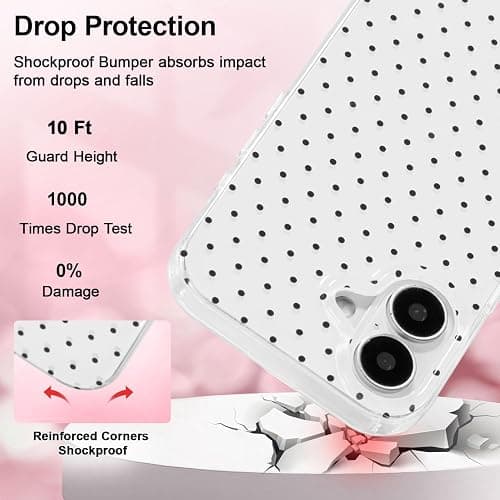 QLTYPRI Cute Polka Dot Phone Case for iPhone 16 Plus, White | Polka Dot Fashion Aesthetic Design for Women Girls, Pretty Stylish Kawaii, Slim Fit, Durable TPU Shockproof Protective Case thumbnail 3