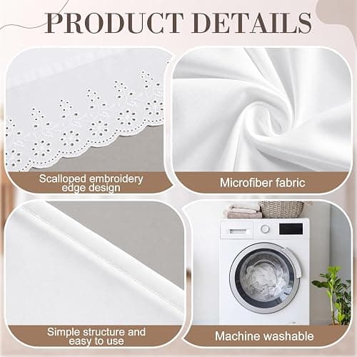 Hahafelt Twin XL Dorm Bed Skirt, 32 Inch Drop White Ruffled Bed Skirt with Scalloped Lace Trim, Wrap Around Adjustable Dust Ruffle with Split Corners, College Dorm Room Decor thumbnail 3
