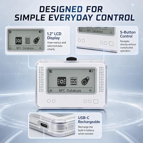 NFC Emulator Compatible with Switch, Wii U & 3DS, Game Data Writer with 4000+ Saves, 70+ Game Support, Unlimited Rewrites, 1.2" LCD, USB-C Charging, Portable Gift for Gamers thumbnail 6