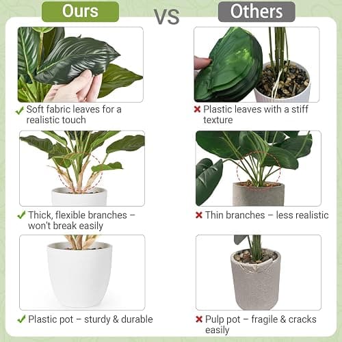 Mkono 2 Pack Fake Plants, 11" Potted Artificial Plants Home Decor Indoor | Faux Pothos, Realistic Greenery Look, for Desk Shelf Table Office Bathroom Bedroom Kitchen Decoration, Low Maintenance thumbnail 5