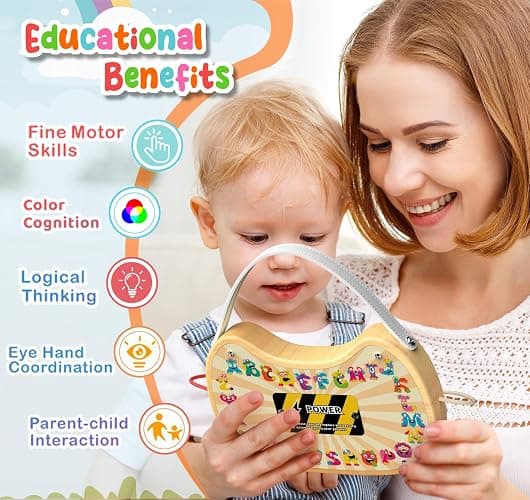 Montessori Toddler Busy Board Sensory Toys for Toddlers Wooden Autism Sensory Toy, Toddler Switch Board with 17 LED Lights for Kids 1-6 Year Olds to Develop Fine Motor Skills. thumbnail 3