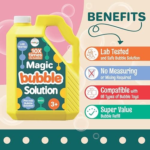 64 oz Iridescent Bubble Solution Refill | Non-Toxic Pre-Mix Bubble Refill Solution No Mixing or Measuring Required | Bubbles for Kids | Bubbles Bulk | Bubble Machine Solution | Giant Bubble Solution thumbnail 3