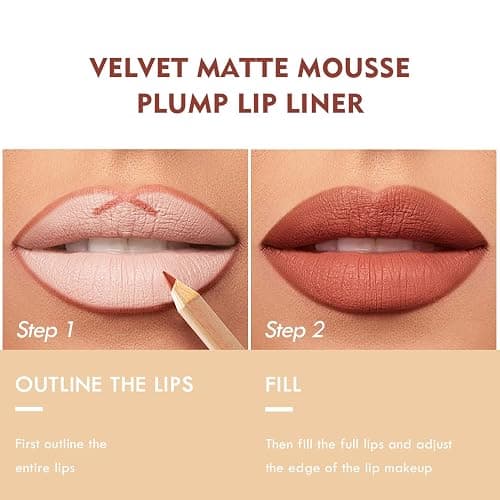 Espoce Lip Liner Set, 12Pcs Pure Natural Oak Brown Pink Red Series Lip Liners, Smooth and High Pigmented Lip Makeup Pencil thumbnail 6