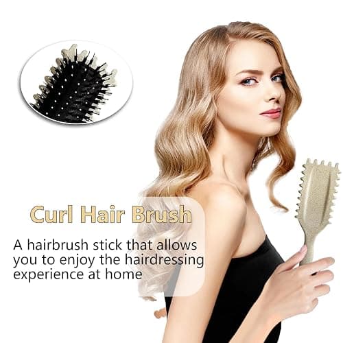 Curl Brush - Define Styling Brush with Prongs, for Combing and Shaping Men's and Women's Curls to Reduce Pulling and Curl Separation (Beige, 24cm) thumbnail 2