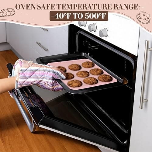 Ferrochef 3 Pack Perforated Baking Mats, 3 Pink Silicone Nonstick Mats Set | 2 Half Sheet 1 Quarter,Pink Sheet Reusable Oven Liners,Home Baking Supplies for Cookies Bread Pastry Pizza,16.5" x 11.6" thumbnail 5