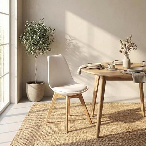 Aykah Modern Dining Chairs Set of 4 - Dining Chair with Wood Legs - Dining Chairs of Plastic seat with Cushion - Kitchen Chair - White Dining Room Chair - Easy to Assemble thumbnail 13