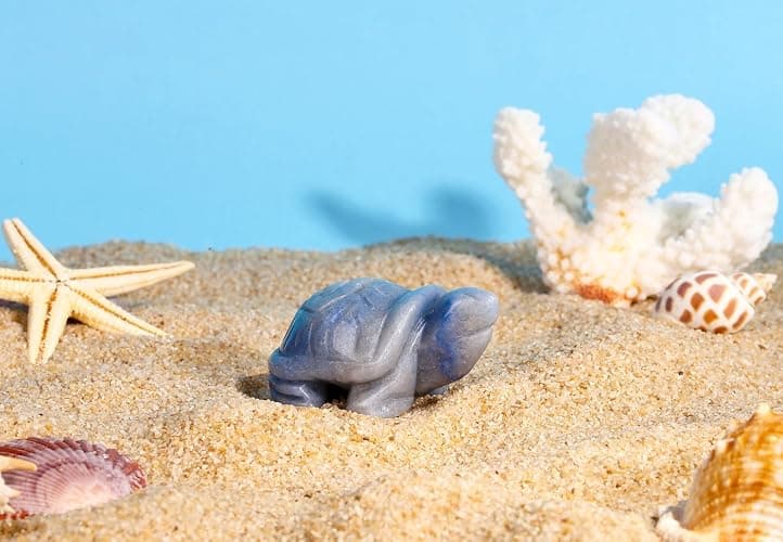 DUQGUHO 2" Travel Turtle Gift Decor Crystals Figurines Blue Aventurine Crystal Best Turtles Travels Gifts for Women Traveling Travelers Cute Decorations thumbnail 2