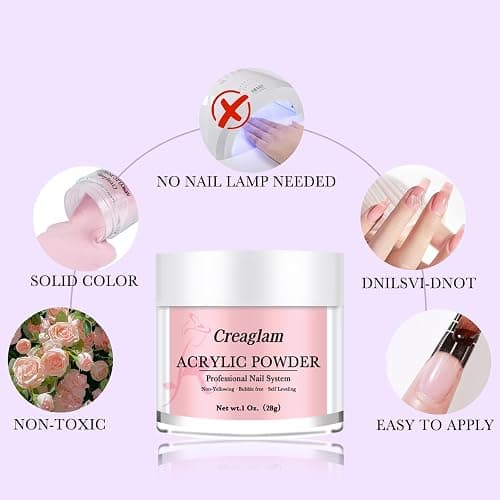 Creaglam Super Nail Acrylic Powder: 3 Pcs 28g Cover Pink Polymer for 3D Art Carving French Extension - Clear Dark Pink Professional - No Need Lamp thumbnail 4