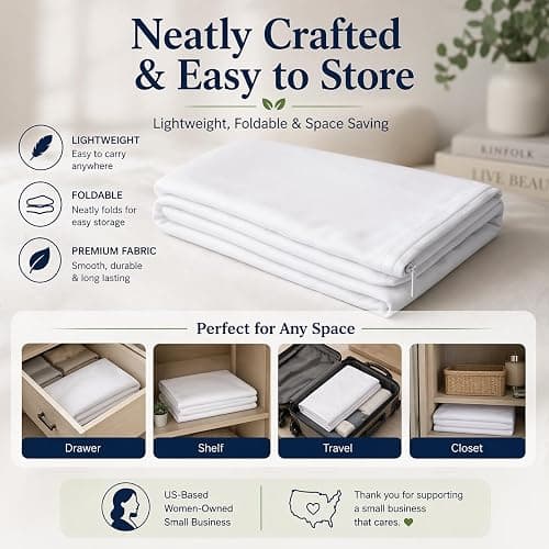 evoLive 100% Rayon Derived from Bamboo Cooling Breathable Body Pillow Cover/Pillowcases 21x54 inches with Hidden Zipper Closure (White, 21“X54“ Body Pillow Cover) thumbnail 9