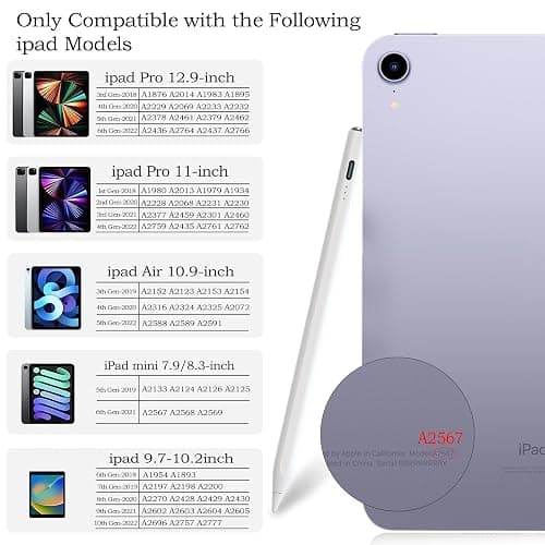 Apple Stylus Pen for iPad Pro/Air/Mini, Compatible with iPad 2018-2024, Fully Charged in 13 Mins, Palm Rejection, Magnetic, Sensitive thumbnail 3