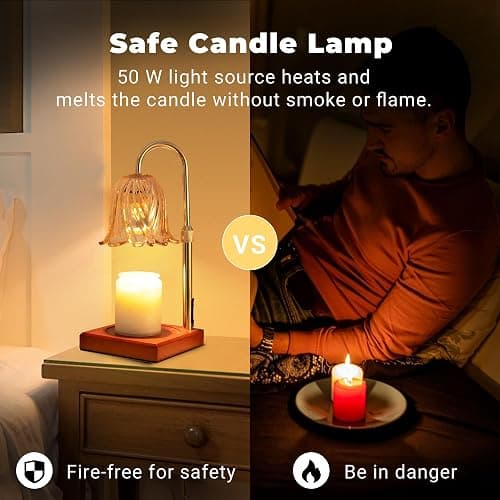 GODONLIF Candle Warmer Lamp, Dimmable Candle Lamp Warmer, Adjustable Height, Timer, Bedroom Living Room Home Decor Wax Melt Warmer for Scented Wax with 2 Bulbs, Gold - Gold thumbnail 2