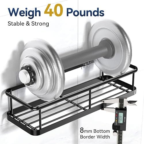 YASONIC Shower Caddy Adhesive, Rustproof Shower Organizer, Large Capacity Shower Shelves for Inside Shower, No Drilling Bathroom Organizers and Storage for Home Decor （2 Pack Black） thumbnail 4
