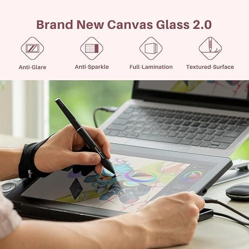 HUION Kamvas 13 (Gen 3) Drawing Tablet with Screen, Dual Dial, 13.3", Pink | Full Lamination, Canvas Glass 2.0, 99% sRGB, PenTech 4.0 16384 Levels, Works with PC, Mac and Android, With Stand thumbnail 3