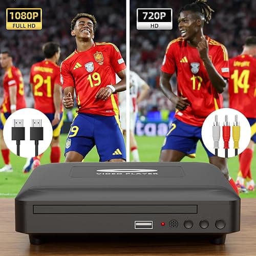 Mini HD DVD Player with Hdmi, Multi Region DVD Player for Smart TV, HDMI/RCA Output Cable Included, 1080P, Breakpoint Memory, Built-in PAL/NTSC, CD Players for Home thumbnail 4