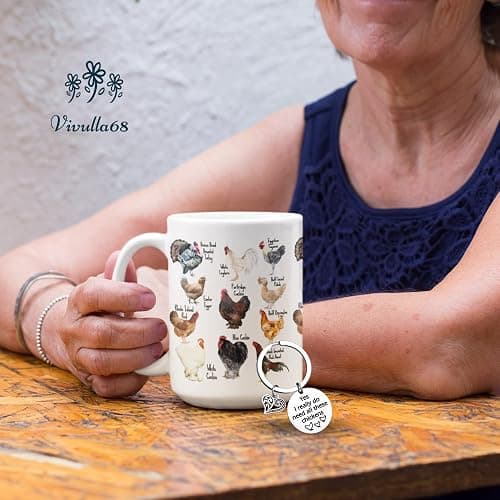 Vivulla68 Breeds of Chicken Coffee Mug 15Oz With Keychain, Chicken Gifts For Chicken Lovers, Chicken Mom Stuffs, Chicken Coffee Cup For Women, Chicken Themed Gifts, Chicken Lady Gifts thumbnail 7