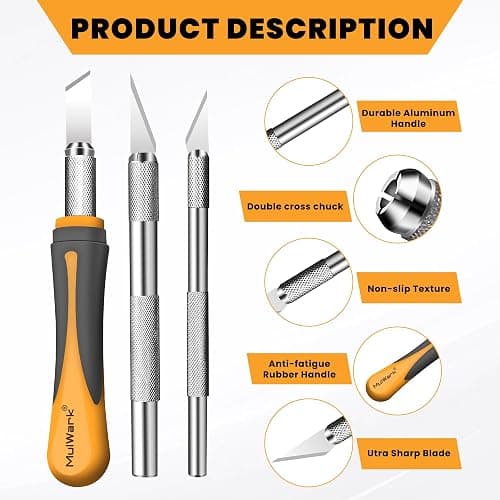 MulWark Exacto Knife Set | Craft Knife Kit | 16pc Precision Craft Hobby Kit with Razor Sharp Knives for Wood, Crafting, Leather, Scrapbooking & Modeling thumbnail 6