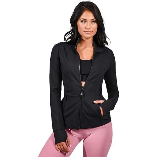 90 Degree By Reflex Full Zip Running Track Jacket Lightweight Athletic Slim Fit Jacket with Thumbholes thumbnail 2