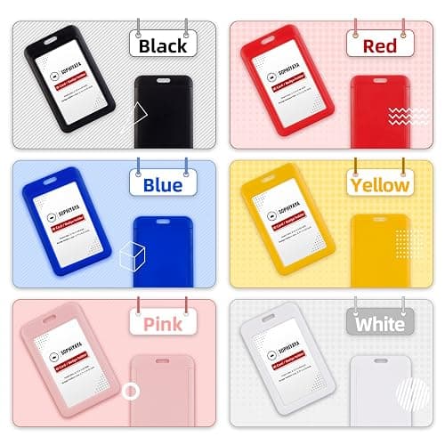 SOPHIYAYA 2 Pack Sliding ID Badge Holder - Vertical Hard Plastic Sleeve Secures Work ID Key Card Credit Cards for Office Factory School Teachers Students (Pink) thumbnail 6