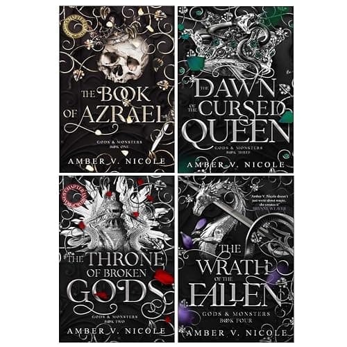Gods & Monsters Series 1-4 Books Collection Set By Amber V. Nicole (The Book of Azrael, The Throne of Broken Gods, The Dawn of the Cursed Queen & The Wrath of the Fallen) - Image 1
